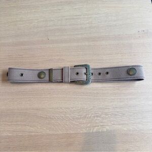 Vintage Y2K 90s Canvas Woven Belt Grommets Tan/Brass Boho Western 100% Cotton M